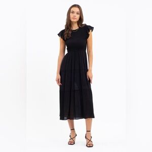 embroidered lace midi dress Odette Floral Lace Midi Dress / Buttermilk | MESHKI